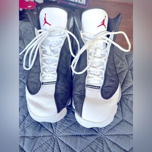 Jordan 13s Black/White/Grey w Red

Lightly worn. Best shape